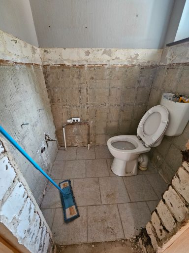 Gäste WC vor dem Durchbruch zum Bad (links). Hier entsteht eine Duschnische.